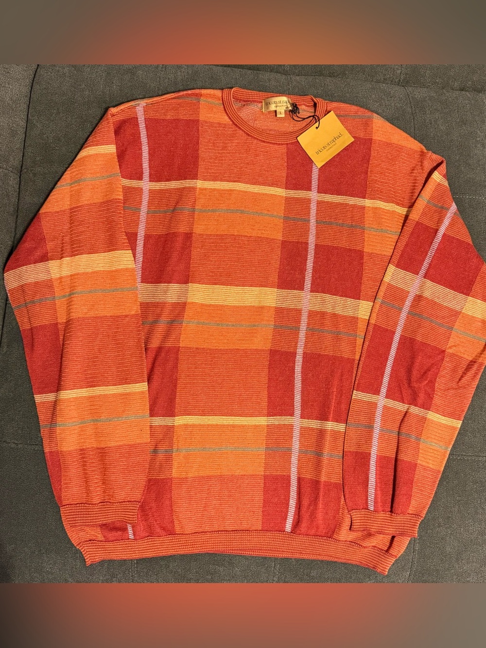 VTG Tricots St Raphael Sweater Large NWT Made in USA 100% Cotton Coogi Style